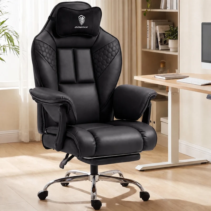 Dowinx Big & Tall Leather Executive Office Chair LS-66D5A-01 Black
