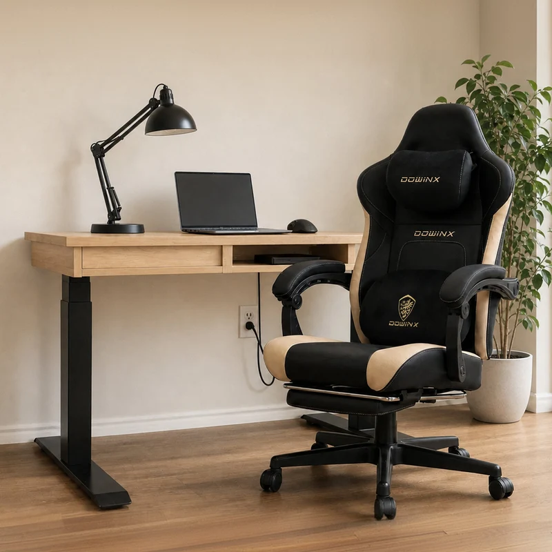 DOWINX 66D38 Pro Heated & Ventilated Gaming Chair with Massage Beige
