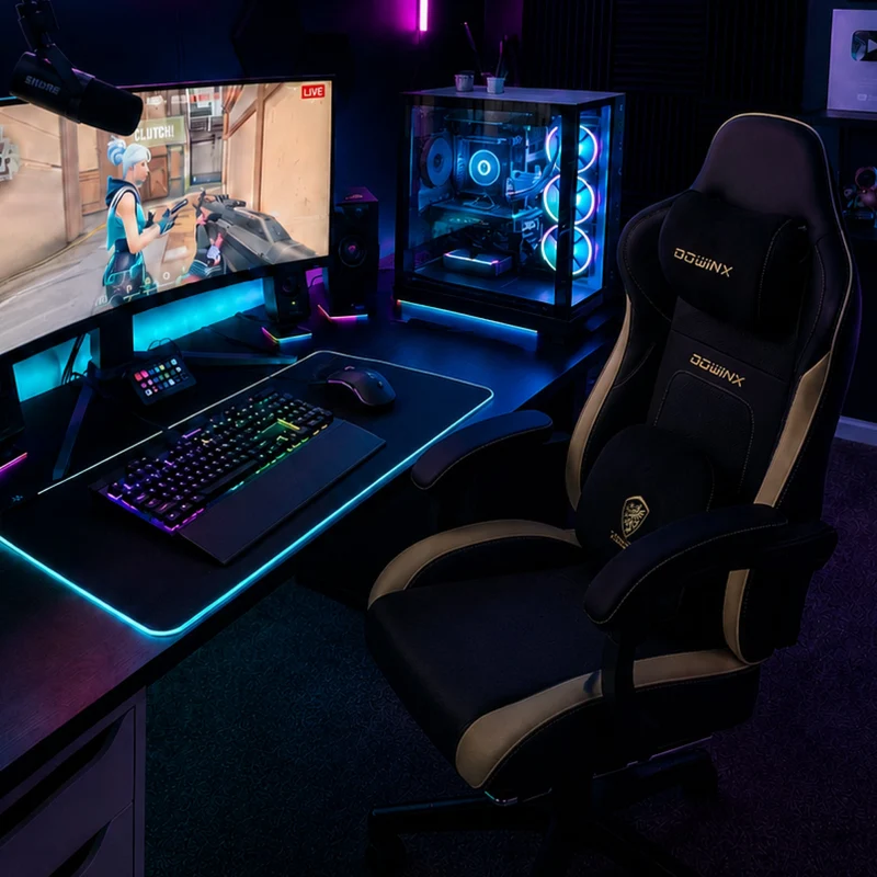 DOWINX 66D38 Pro Heated & Ventilated Gaming Chair with Massage Beige