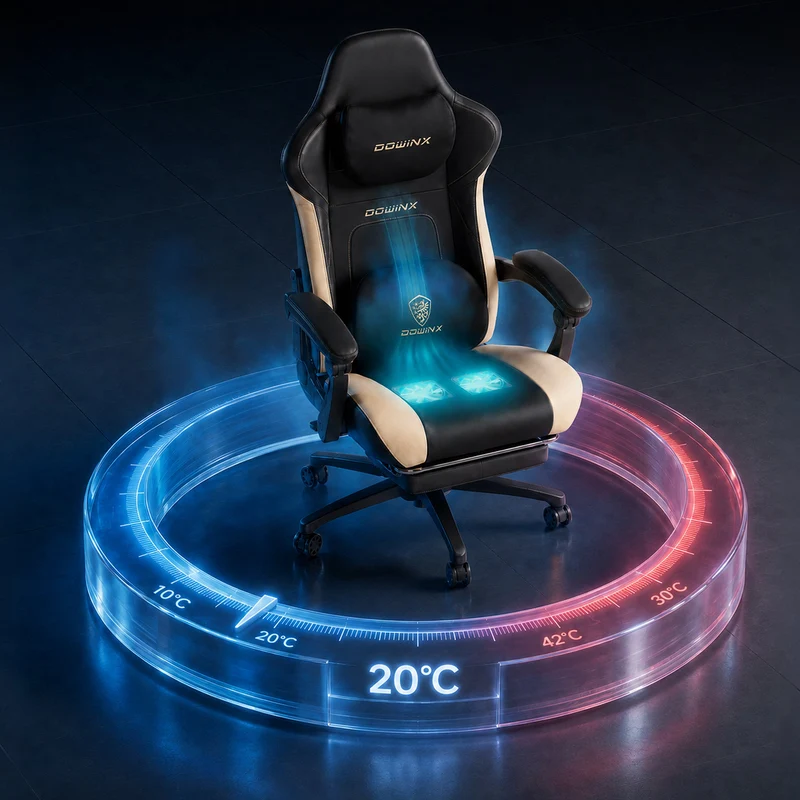 DOWINX 66D38 Pro Heated & Ventilated Gaming Chair with Massage Beige