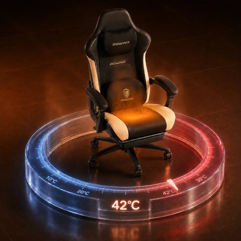 DOWINX 66D38 Pro Heated & Ventilated Gaming Chair with Massage Beige