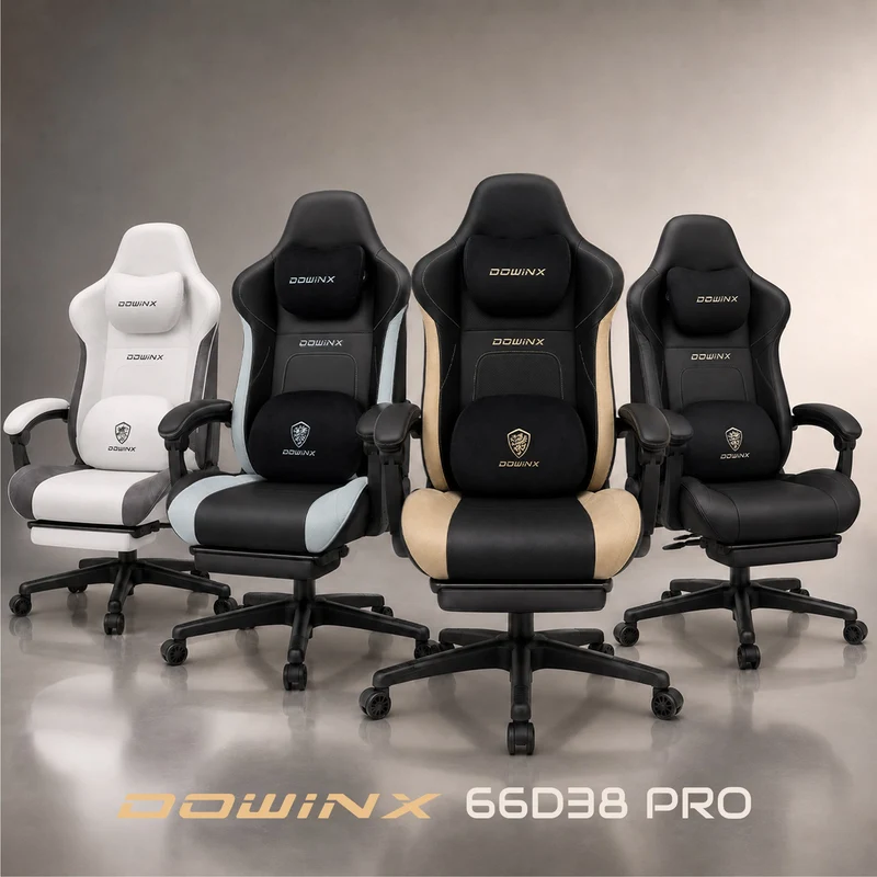 DOWINX 66D38 Pro Heated & Ventilated Gaming Chair with Massage Beige