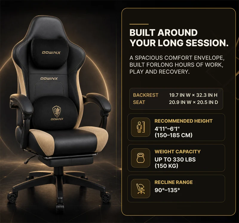 DOWINX 66D38 Pro Heated & Ventilated Gaming Chair with Massage Beige