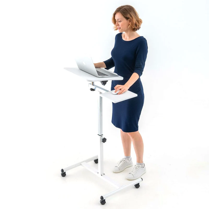 Tatkraft Bianca – Höhenverstellbarer Laptoptisch mit Rollen für Sofa und Bett, 72–110 cm, neigbar 0–160°, Weiß
