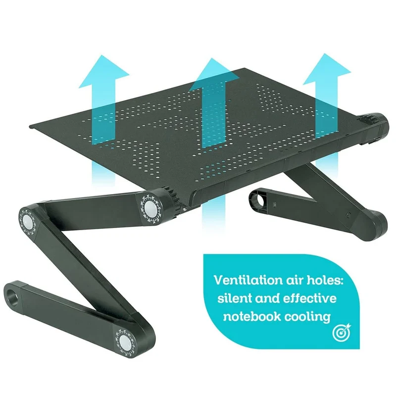 WonderWorker Newton Laptop Ständer Höhenverstellbar, Laptoptisch Sofa, Laptoptisch Bett, Klappbar, Laptoptisch im Liegen, aus Aluminium, Schwarz