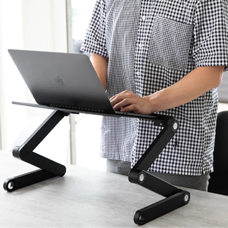 WonderWorker Newton Laptop Ständer Höhenverstellbar, Laptoptisch Sofa, Laptoptisch Bett, Klappbar, Laptoptisch im Liegen, aus Aluminium, Schwarz