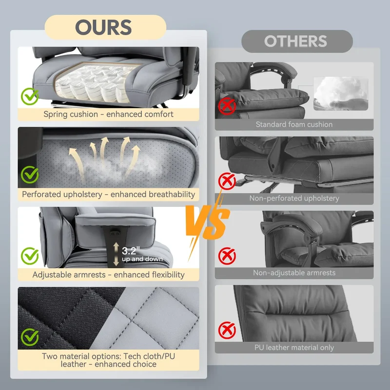 Dowinx Leather Sofa Chair LS-66BG103 Grey (17° Rocking Function)