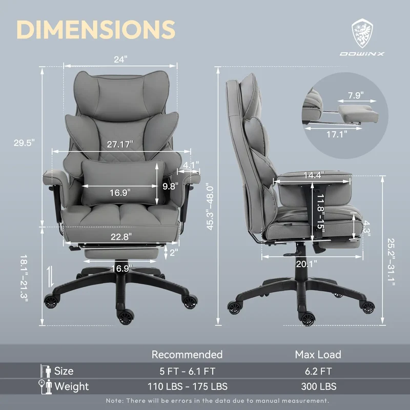 Dowinx Leather Sofa Chair LS-66BG103 Grey (17° Rocking Function)