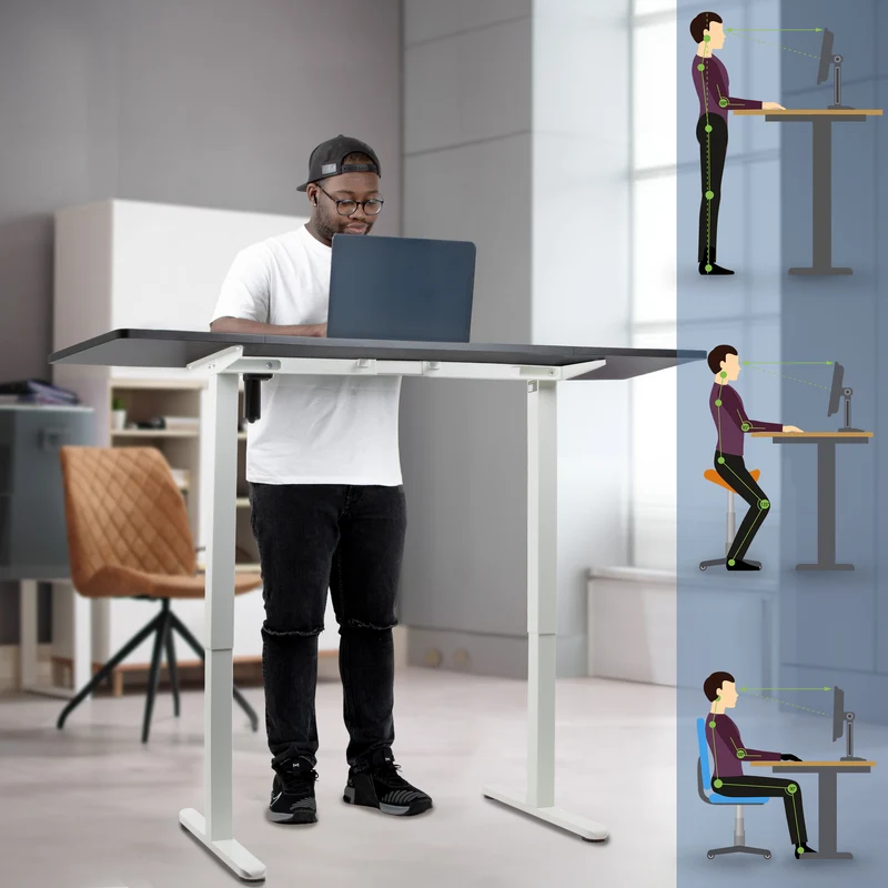 Duronic CD160 WK Höhenverstellbarer Schreibtisch, Computertisch für Büro und Gaming, elektrischer Schreibtisch mit USB Port, 160 x 60 cm Sitz-Steh-Schreibtisch, Höhenverstellbar von 72 bis 118 cm