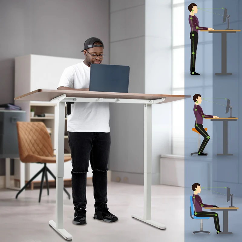 Duronic CD160 WT Höhenverstellbarer Schreibtisch, Computertisch für Büro und Gaming, elektrischer Schreibtisch mit USB Port, 160 x 60 cm Sitz-Steh-Schreibtisch, Höhenverstellbar von 72 bis 118 cm