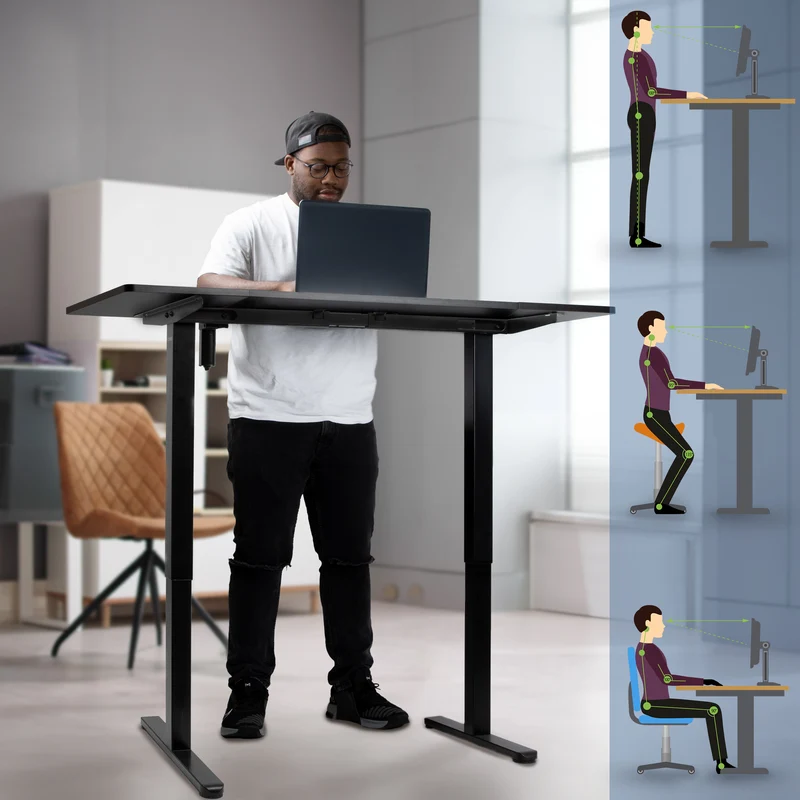 Duronic CD140 BK Höhenverstellbarer Schreibtisch, Computertisch für Büro und Gaming, elektrischer Schreibtisch mit USB Port, 140 x 60 cm Sitz-Steh-Schreibtisch, Höhenverstellbar von 72 bis 118 cm