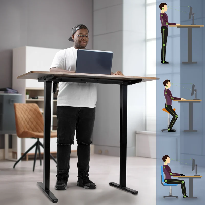 Duronic CD140 BO Höhenverstellbarer Schreibtisch, Computertisch für Büro und Gaming, elektrischer Schreibtisch mit USB Port, 140 x 60 cm Sitz-Steh-Schreibtisch, Höhenverstellbar von 72 bis 118 cm