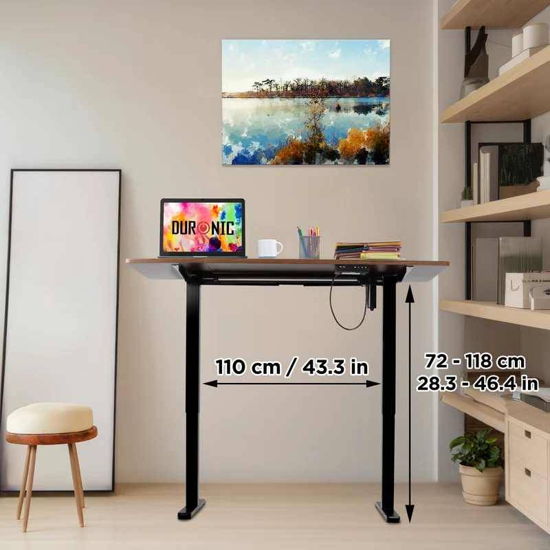 Duronic CD140 BT Höhenverstellbarer Schreibtisch, Computertisch für Büro und Gaming, elektrischer Schreibtisch mit USB Port, 140 x 60 cm Sitz-Steh-Schreibtisch, Höhenverstellbar von 72 bis 118 cm