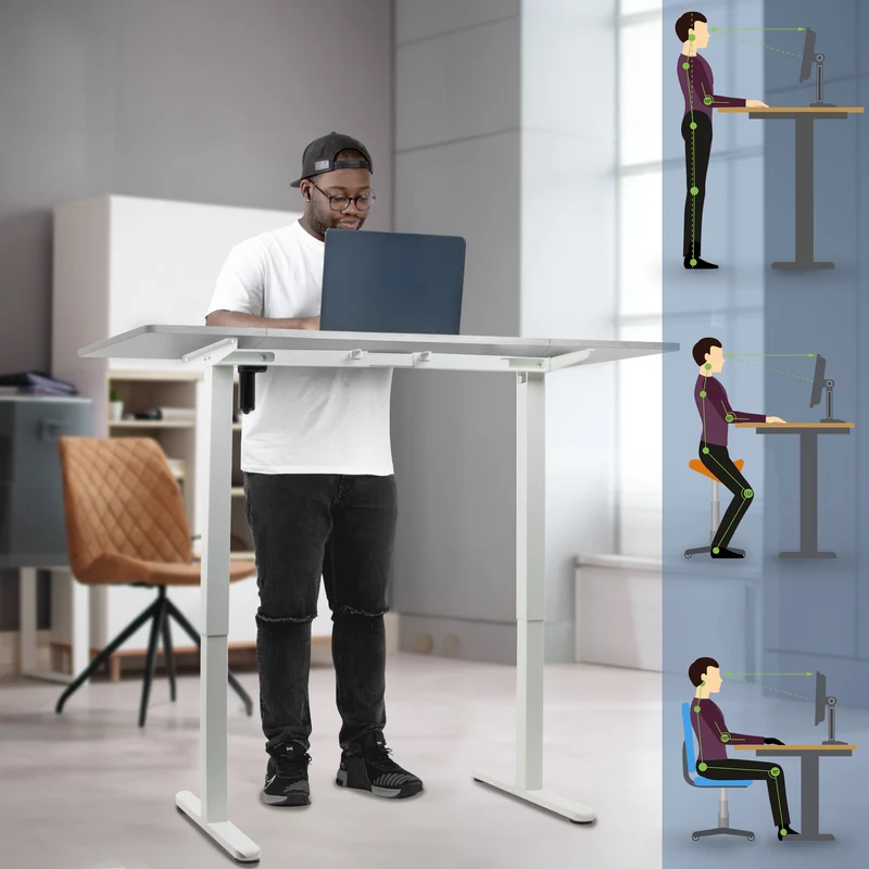 Duronic CD140 WG Höhenverstellbarer Schreibtisch, Computertisch für Büro und Gaming, elektrischer Schreibtisch mit USB Port, 140 x 60 cm Sitz-Steh-Schreibtisch, Höhenverstellbar von 72 bis 118 cm