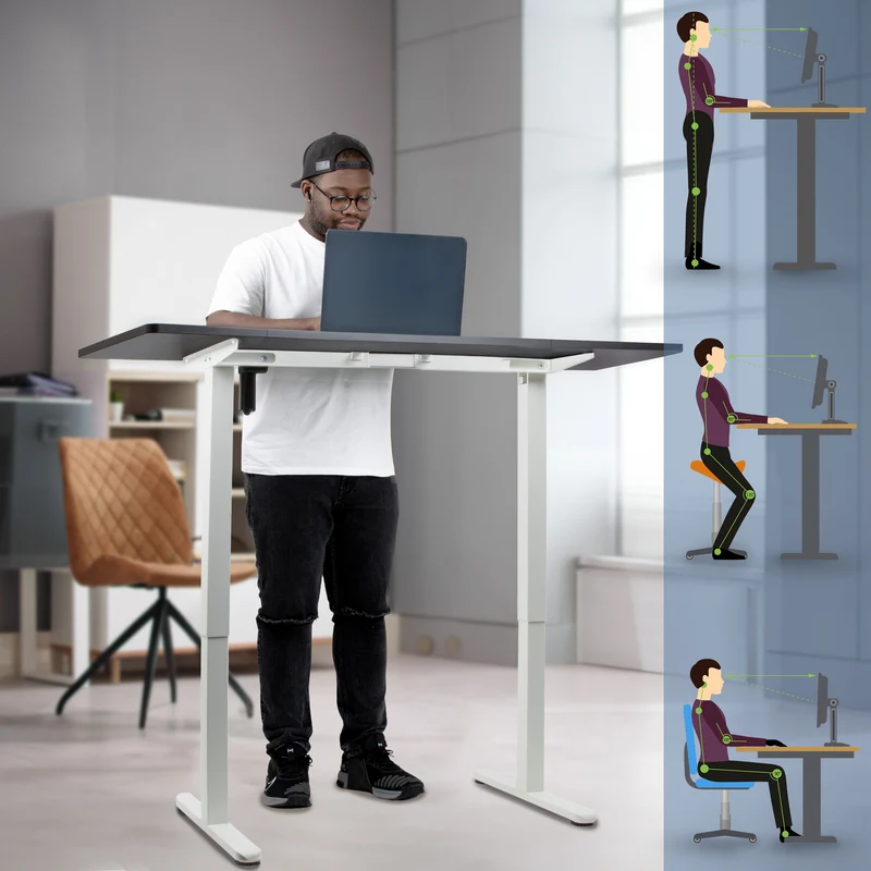 Duronic CD140 WK Höhenverstellbarer Schreibtisch, Computertisch für Büro und Gaming, elektrischer Schreibtisch mit USB Port, 140 x 60 cm Sitz-Steh-Schreibtisch, Höhenverstellbar von 72 bis 118 cm