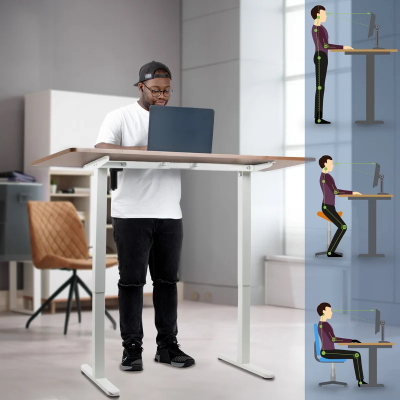 Duronic CD140 WT Höhenverstellbarer Schreibtisch, Computertisch für Büro und Gaming, elektrischer Schreibtisch mit USB Port, 140 x 60 cm Sitz-Steh-Schreibtisch, Höhenverstellbar von 72 bis 118 cm
