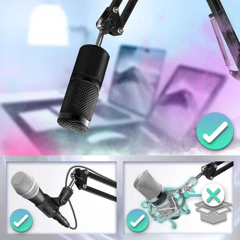 Duronic SMDM10 Monitorarm | Mikorfon-, Kamera-, Licht- und Monitorständer | 5-in-1 Stativ und Halterung für Social-Media Influencer | Laptops bis 17 Zoll | Display bis 27 Zoll | Streamer Setup