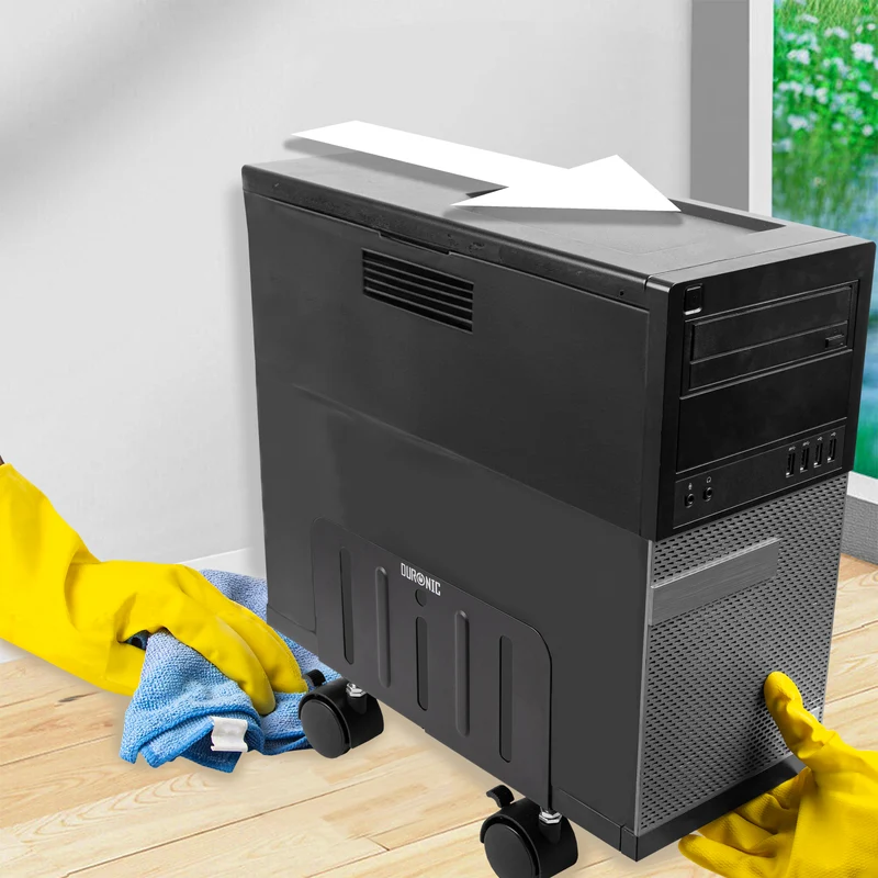 Duronic DMHD2 PC Halterung | Rollbare PC-Halterung | Gehäuse Halter für ITX, Midi, Big Tower bis 21 cm Breite | Rollbrett für Computer Tower unter dem Tisch | PCs bis 15 kg | Bessere Lüftung des PC