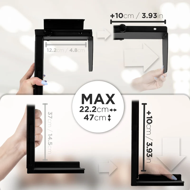 Duronic DMHD1 PC Halterung | Untertischhalterung 360° drehbar | Gehäuse Halter für ITX, Midi, Big Tower bis 36,5 cm | Verstellbare Computerhalterung für höhenverstellbare Schreibtische | PCs bis 10 kg