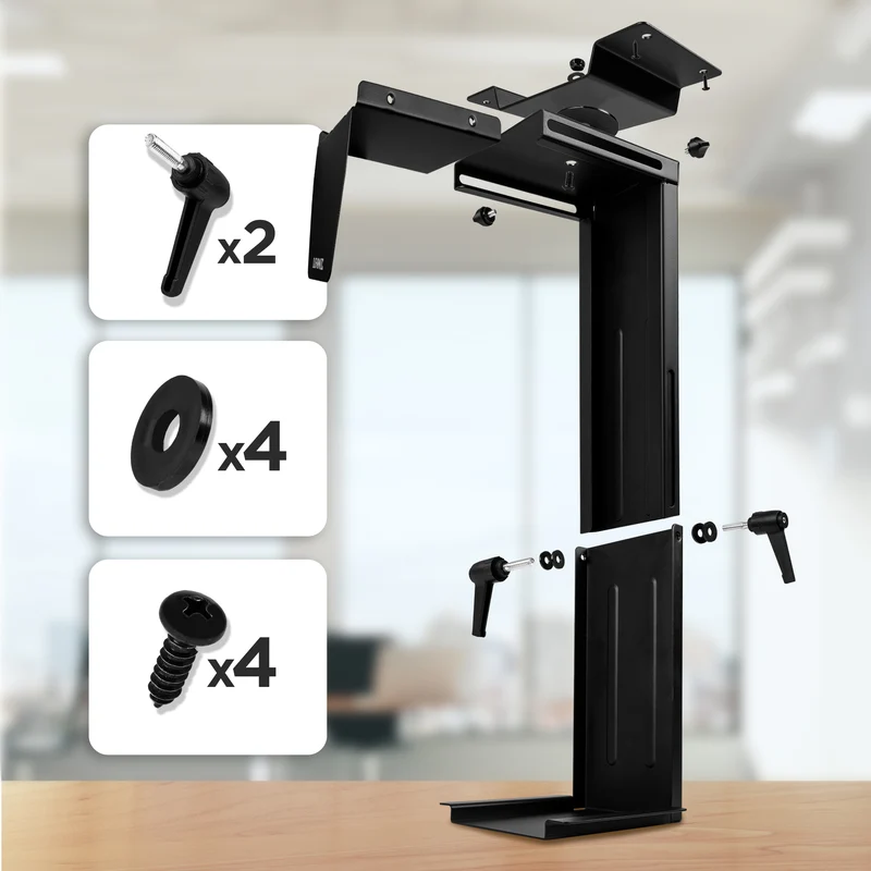 Duronic DMHD1 PC Halterung | Untertischhalterung 360° drehbar | Gehäuse Halter für ITX, Midi, Big Tower bis 36,5 cm | Verstellbare Computerhalterung für höhenverstellbare Schreibtische | PCs bis 10 kg