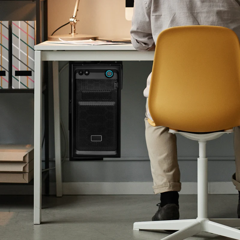 Duronic DMHD1 PC Halterung | Untertischhalterung 360° drehbar | Gehäuse Halter für ITX, Midi, Big Tower bis 36,5 cm | Verstellbare Computerhalterung für höhenverstellbare Schreibtische | PCs bis 10 kg