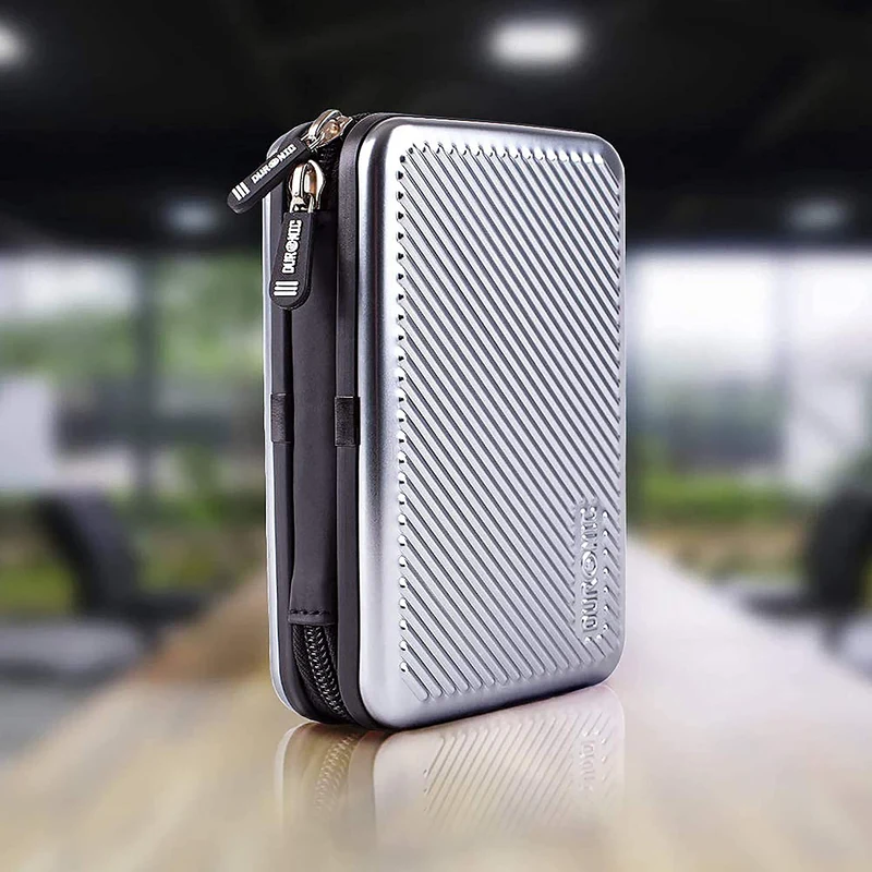 Duronic HDC3 SR Externe Festplatten Schutzhülle Silber | Stoßsichere Festplattentasche | 2,5" SSD Cover | Aluminium Tasche | Hülle für Western Digital, Toshiba, Hitachi, Seagate, Samsung und mehr
