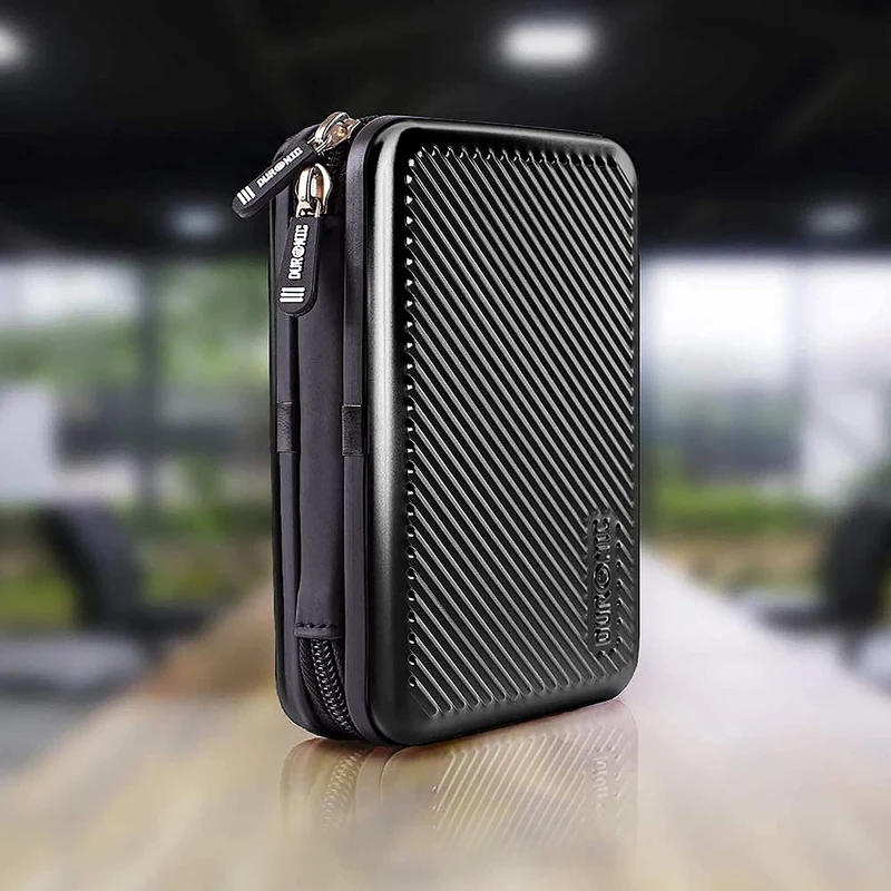 Duronic HDC3 BK Externe Festplatten Schutzhülle Schwarz | Stoßsichere Festplattentasche | 2,5" SSD Cover | Aluminium Tasche | Hülle für Western Digital, Toshiba, Hitachi, Seagate, Samsung und mehr