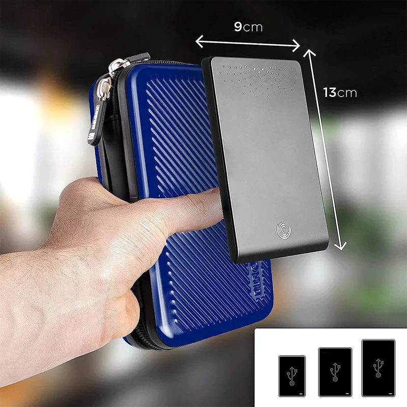 Duronic HDC3 BE Externe Festplatten Schutzhülle Blau | Stoßsichere Festplattentasche | 2,5" SSD Cover | Aluminium Tasche | Hülle für Western Digital, Toshiba, Hitachi, Seagate, Samsung und mehr