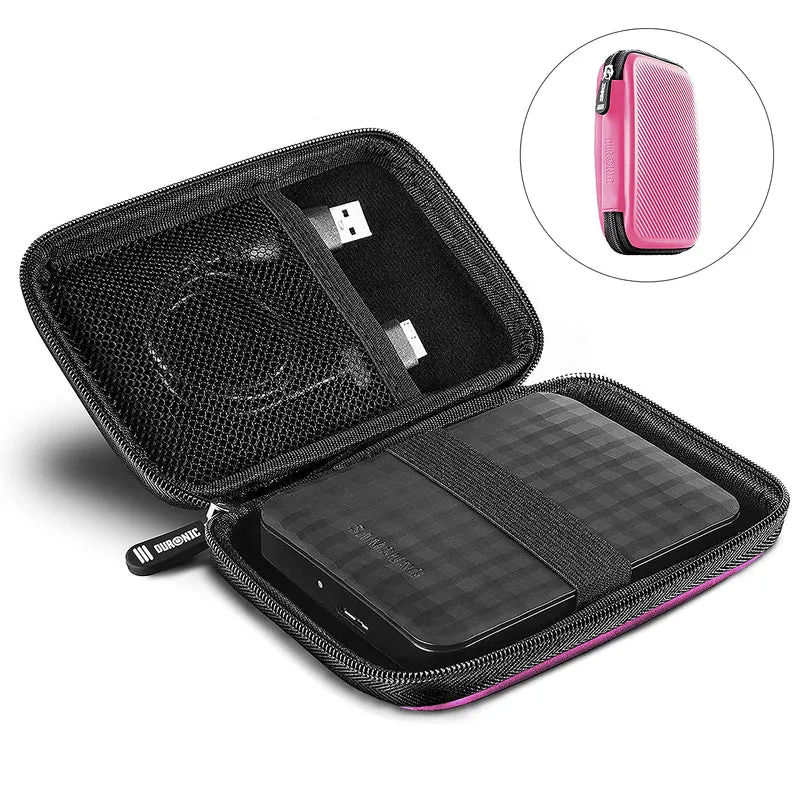 Duronic HDC2 PK Externe Festplatten Schutzhülle Pink | Stoßsichere Festplattentasche | 2,5" SSD Cover | Hardshell Tasche | Hülle für Western Digital, Toshiba, Hitachi, Seagate, Samsung und mehr