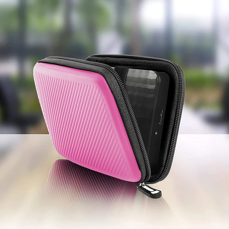 Duronic HDC2 PK Externe Festplatten Schutzhülle Pink | Stoßsichere Festplattentasche | 2,5" SSD Cover | Hardshell Tasche | Hülle für Western Digital, Toshiba, Hitachi, Seagate, Samsung und mehr