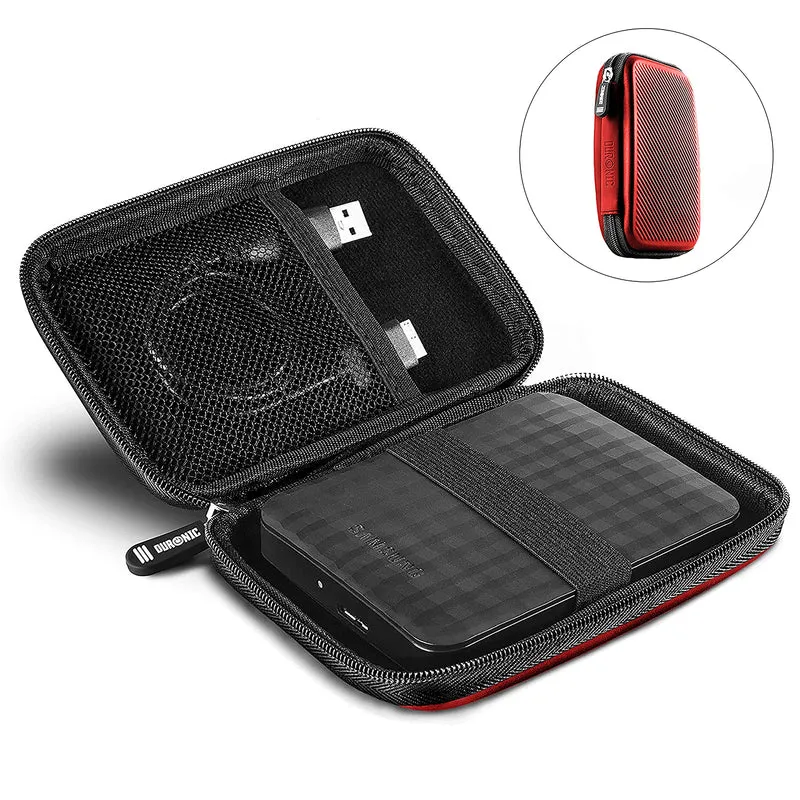 Duronic HDC2 RD Externe Festplatten Schutzhülle Rot | Stoßsichere Festplattentasche | 2,5" SSD Cover | Hardshell Tasche | Hülle für Western Digital, Toshiba, Hitachi, Seagate, Samsung und mehr