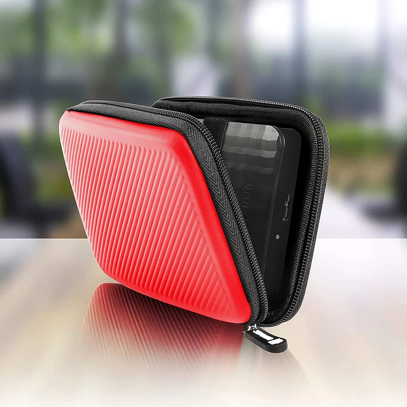 Duronic HDC2 RD Externe Festplatten Schutzhülle Rot | Stoßsichere Festplattentasche | 2,5" SSD Cover | Hardshell Tasche | Hülle für Western Digital, Toshiba, Hitachi, Seagate, Samsung und mehr