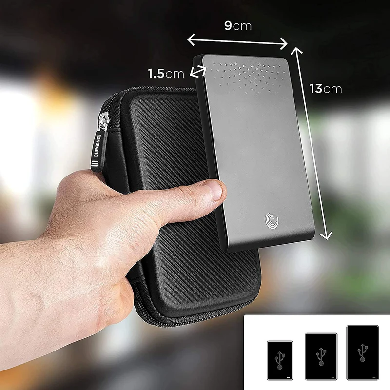 Duronic HDC2 BK externe Festplatten Schutzhülle Schwarz | Stoßsichere Festplattentasche | 2,5" SSD Cover | Hardshell Tasche | Hülle für Western Digital, Toshiba, Hitachi, Seagate, Samsung und mehr