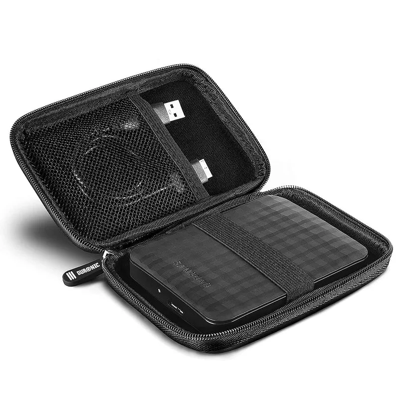 Duronic HDC2 BK externe Festplatten Schutzhülle Schwarz | Stoßsichere Festplattentasche | 2,5" SSD Cover | Hardshell Tasche | Hülle für Western Digital, Toshiba, Hitachi, Seagate, Samsung und mehr