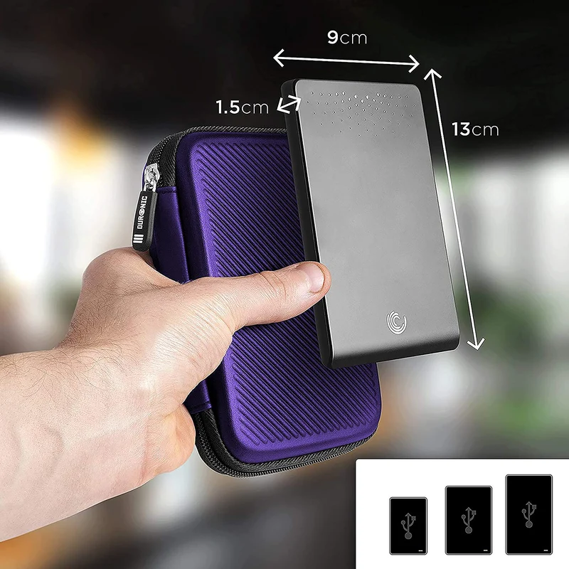 Duronic HDC2 VT Externe Festplatten Schutzhülle Lila | Stoßsichere Festplattentasche | 2,5" SSD Cover | Hardshell Tasche | Hülle für Western Digital, Toshiba, Hitachi, Seagate, Samsung und mehr