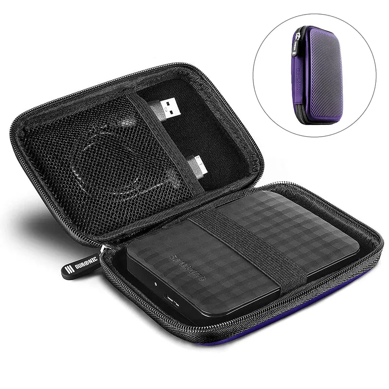 Duronic HDC2 VT Externe Festplatten Schutzhülle Lila | Stoßsichere Festplattentasche | 2,5" SSD Cover | Hardshell Tasche | Hülle für Western Digital, Toshiba, Hitachi, Seagate, Samsung und mehr