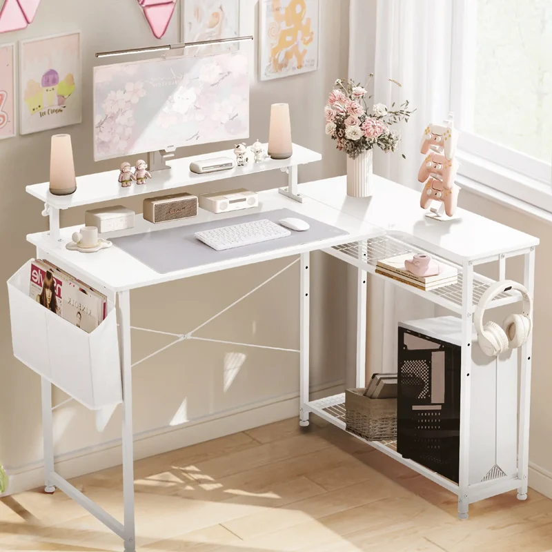 Dowinx L-Shaped Cute Gaming Desk LS-GDEQ (White)