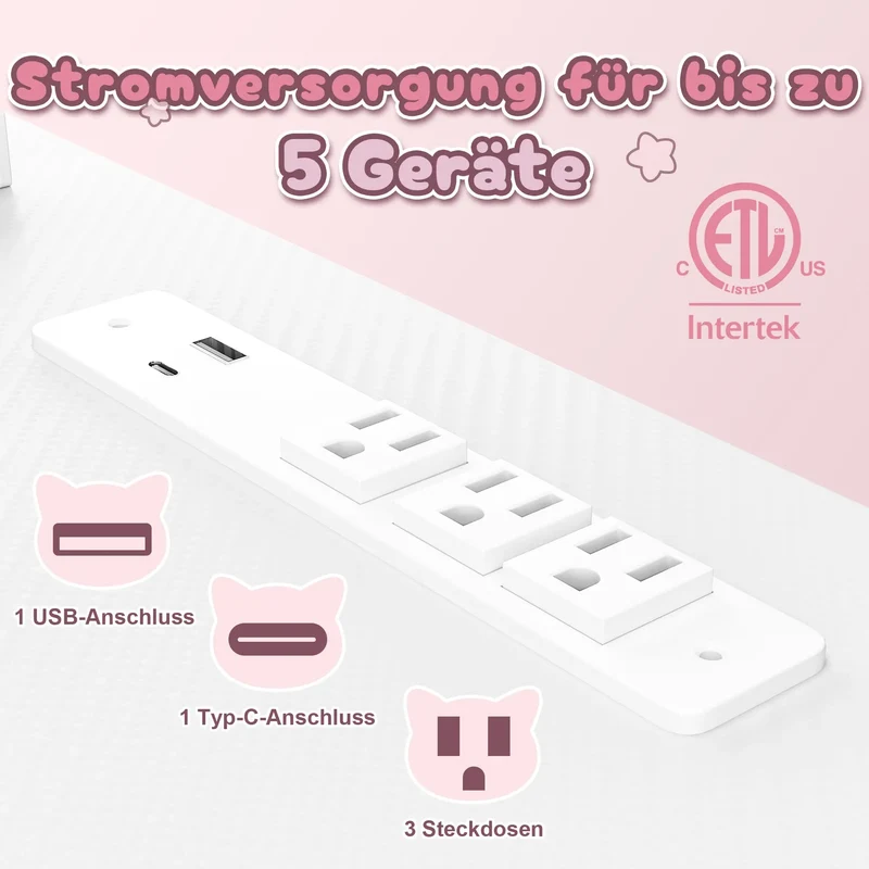 Dowinx L-Shaped Cute Gaming Desk LS-GDEQ (White)