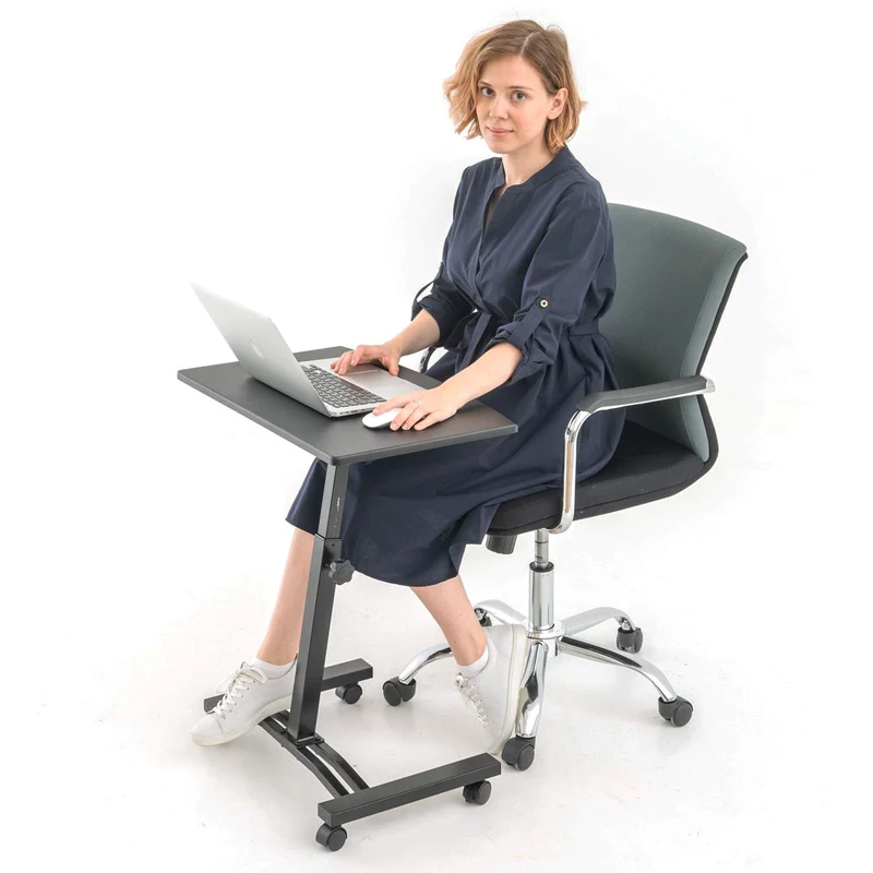 Tatkraft Dream - Laptoptisch, Laptoptisch Höhenverstellbar, Laptoptisch Sofa, Schreibtisch auf Rollen, Laptop Betttisch, MDF Holz, Stahl, Schwarz