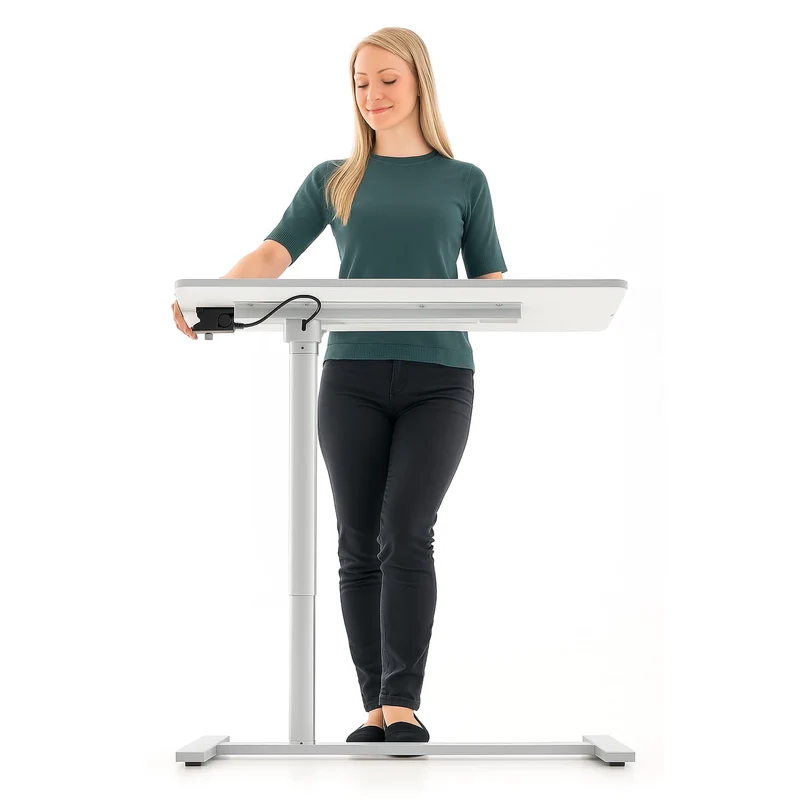 Tatkraft Relax - Laptoptisch, Laptoptisch Höhenverstellbar, Airlift, Laptoptisch Bett, Laptoptisch Sofa, Laptoptisch mit Rollen, MDF, Stahl, Weiß