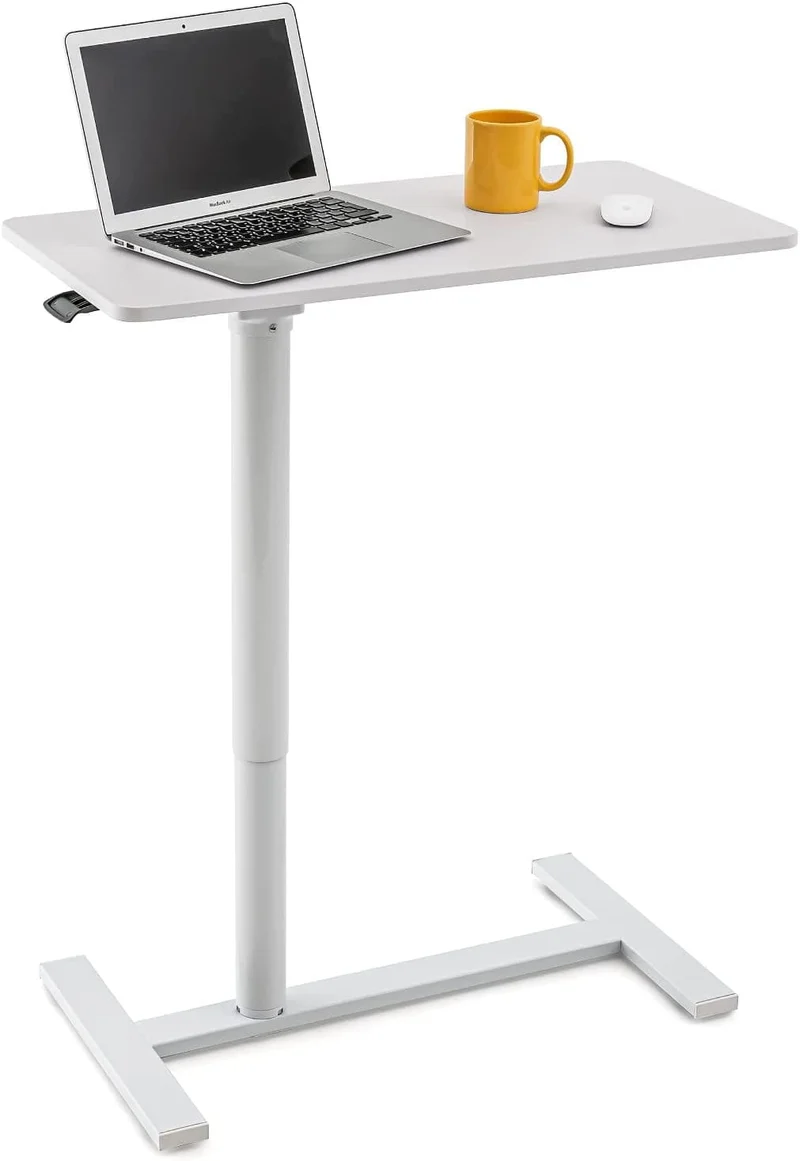 Tatkraft Relax - Laptoptisch, Laptoptisch Höhenverstellbar, Airlift, Laptoptisch Bett, Laptoptisch Sofa, Laptoptisch mit Rollen, MDF, Stahl, Weiß