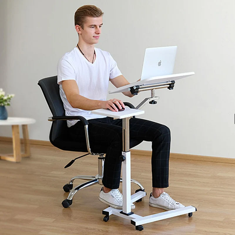 Tatkraft Like Laptoptisch Höhenverstellbar, Laptoptisch mit Rollen und Mausablage, Laptoptisch Sofa, Laptoptisch Bett, MDF, verchromter Stahl, weiß