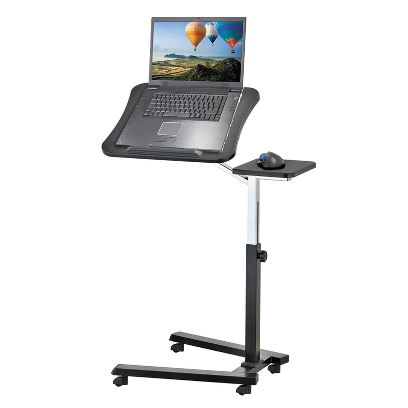Tatkraft Joy – Laptoptisch Höhenverstellbar, Laptoptisch Bett, Laptoptisch Sofa, Couch, Laptoptisch mit Rollen, MDF, verchromter Stahl, Schwarz