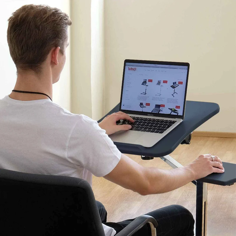 Tatkraft Joy – Laptoptisch Höhenverstellbar, Laptoptisch Bett, Laptoptisch Sofa, Couch, Laptoptisch mit Rollen, MDF, verchromter Stahl, Schwarz