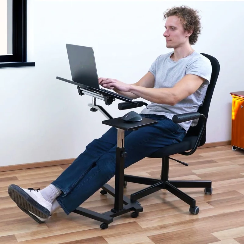 Tatkraft Joy – Laptoptisch Höhenverstellbar, Laptoptisch Bett, Laptoptisch Sofa, Couch, Laptoptisch mit Rollen, MDF, verchromter Stahl, Schwarz