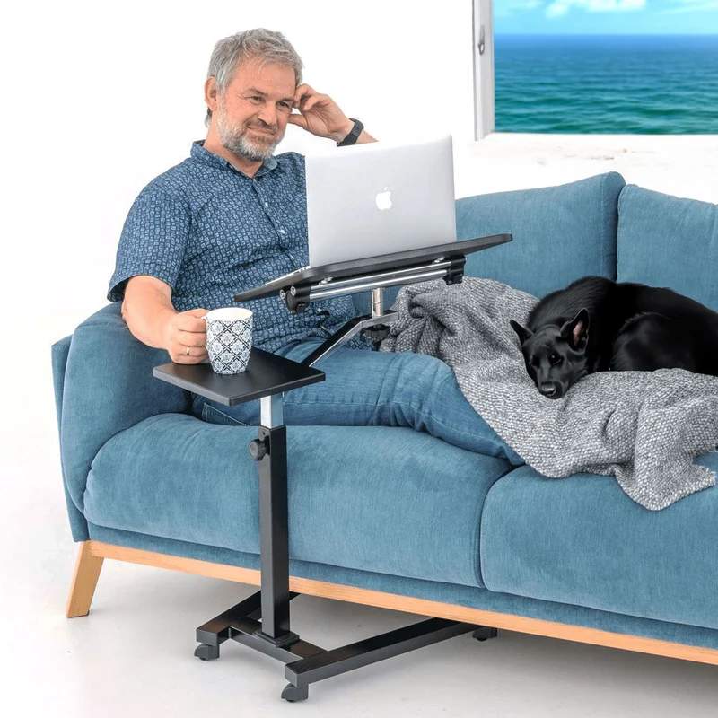 Tatkraft Joy – Laptoptisch Höhenverstellbar, Laptoptisch Bett, Laptoptisch Sofa, Couch, Laptoptisch mit Rollen, MDF, verchromter Stahl, Schwarz