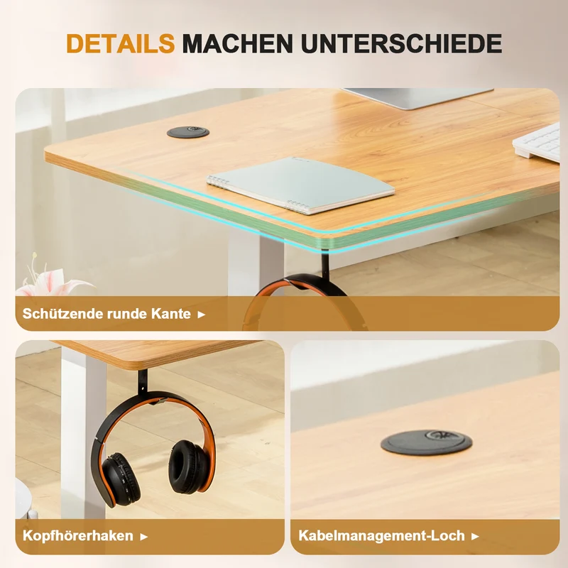 Elektrisch Verstellbarer Computertisch Holz DTS110