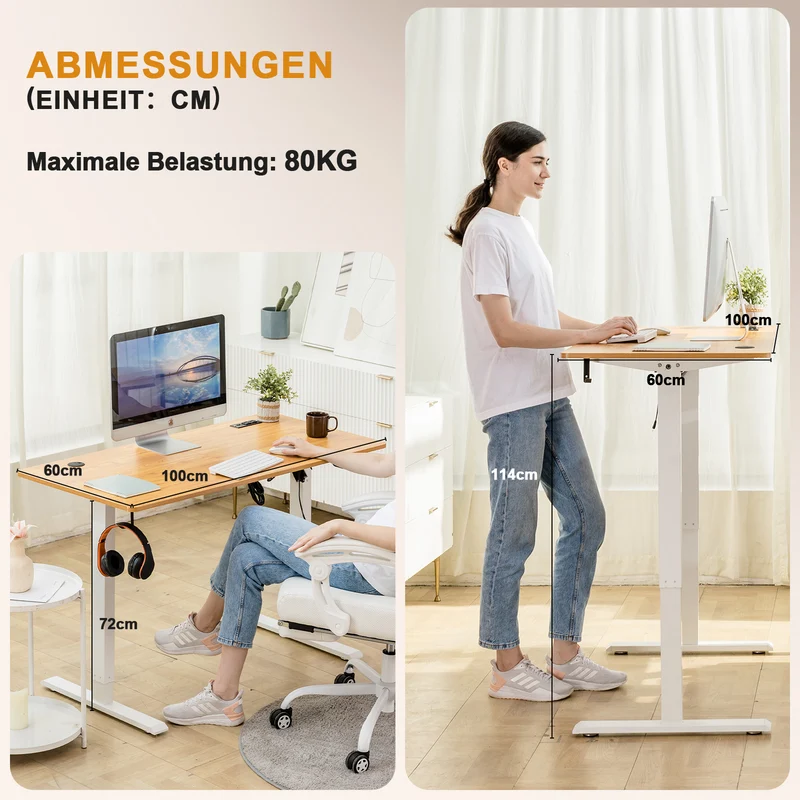 Elektrisch Verstellbarer Computertisch Holz DTS110