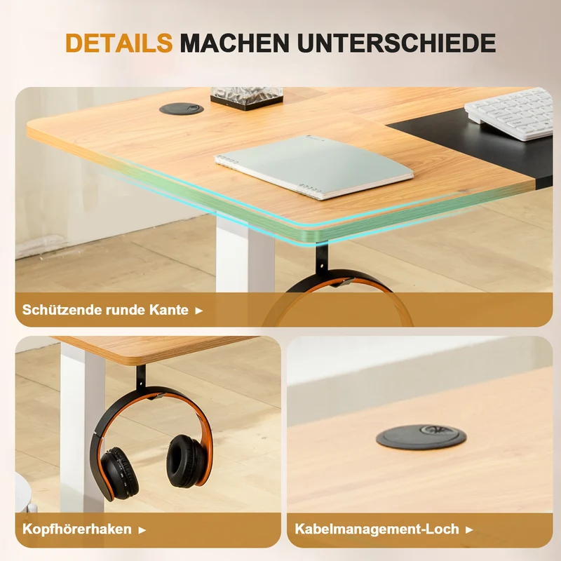 Elektrisch Verstellbarer Computertisch Holz DTS110