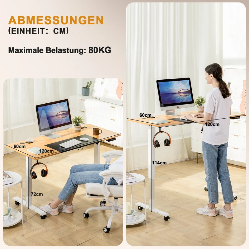 Elektrisch Verstellbarer Computertisch Holz DTS110